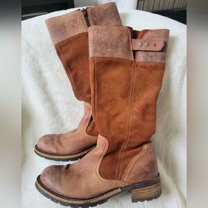 Bos.&Co. Cognac Brown Leather and Suede Tall Boots size 8.5